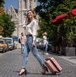 BONTOUR “CabinOne” Hand luggage WizzAir 40x30x20cm, 2 Wheels under seat trolley, Burgundy