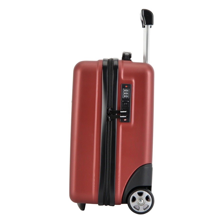 BONTOUR “CabinOne” Hand luggage WizzAir 40x30x20cm, 2 Wheels under seat trolley, Burgundy