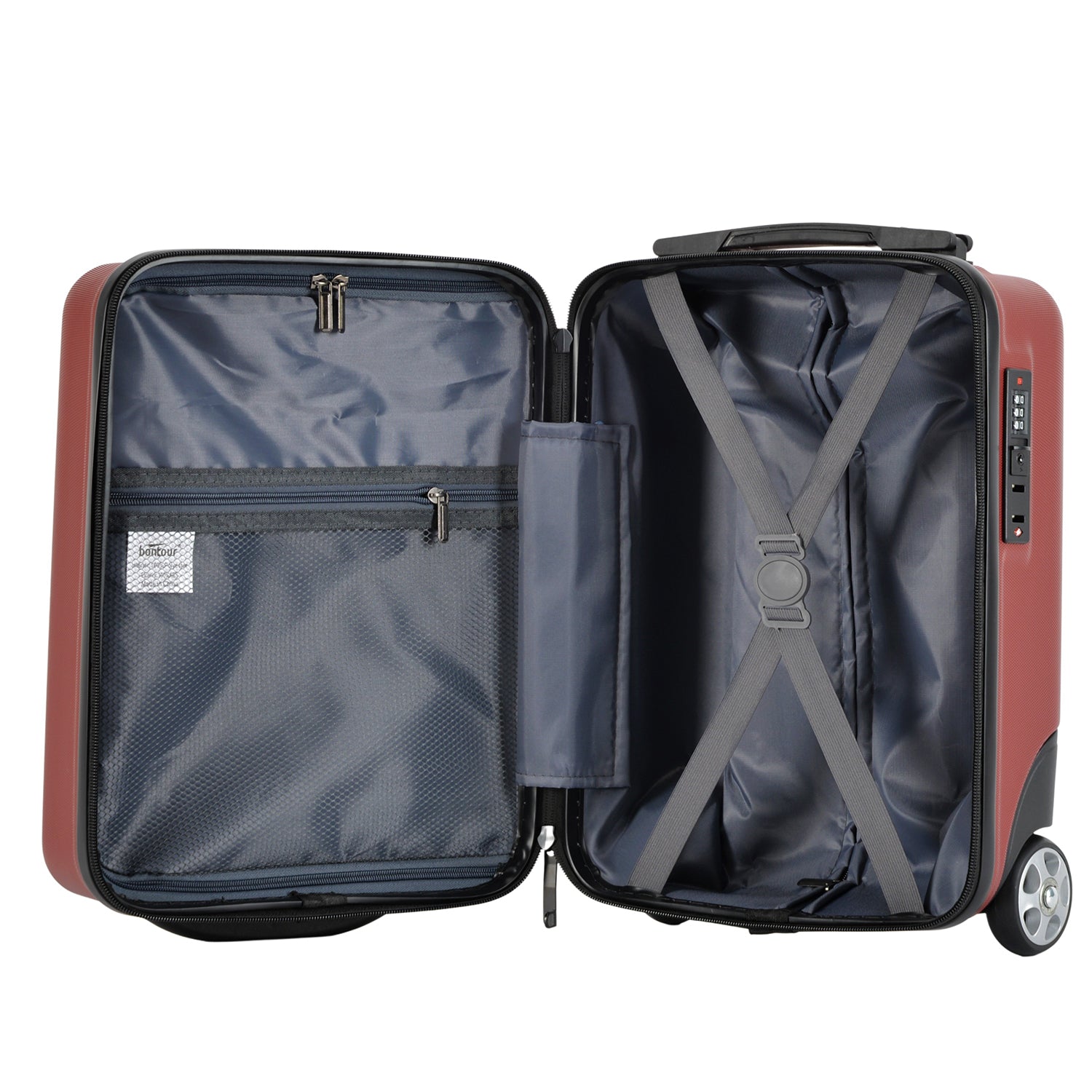 BONTOUR “CabinOne” Hand luggage WizzAir 40x30x20cm, 2 Wheels under seat trolley, Burgundy
